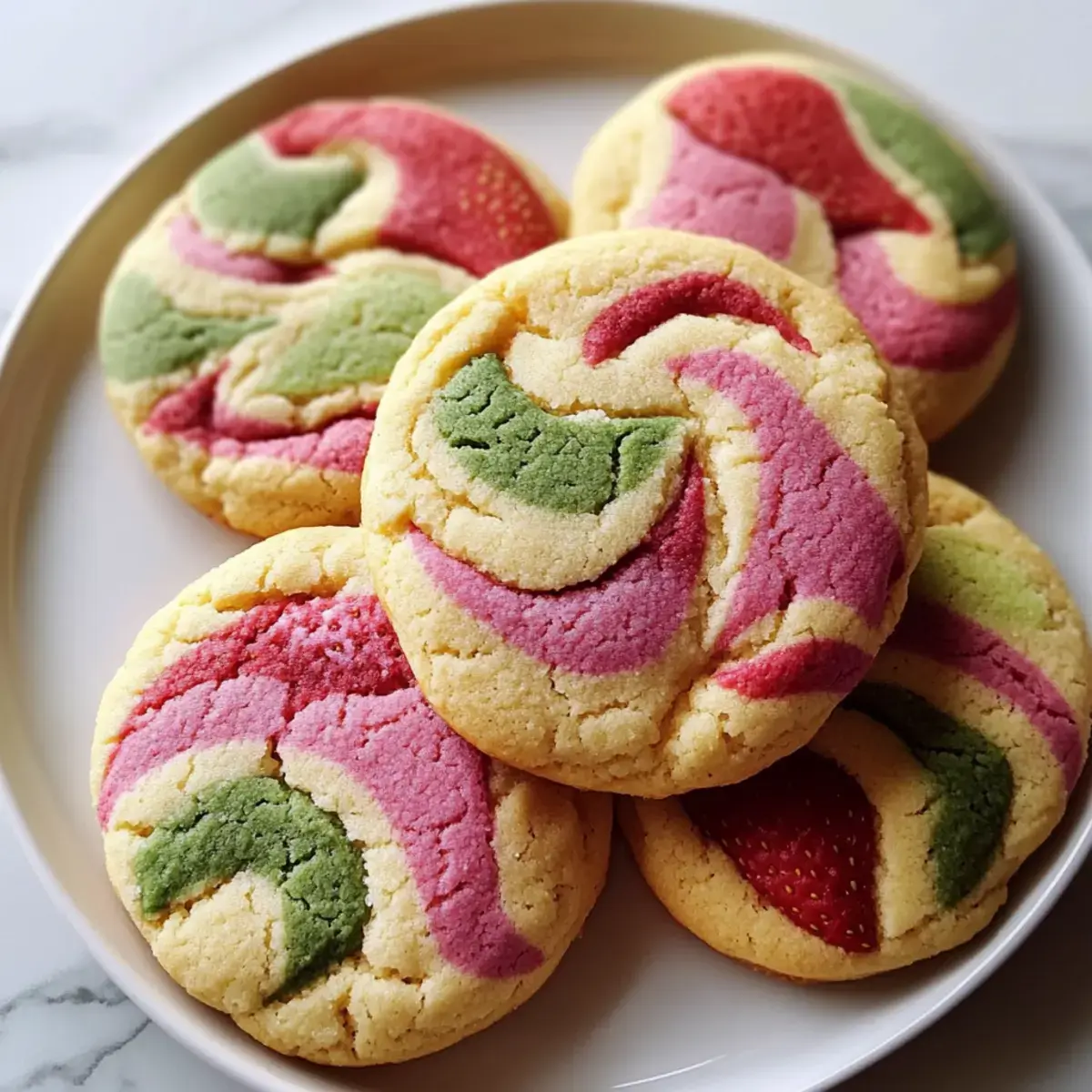Strawberry Matcha Marble Cookies