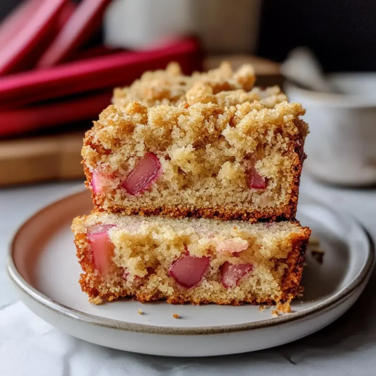 Sweet Rhubarb Bread with Streusel Topping