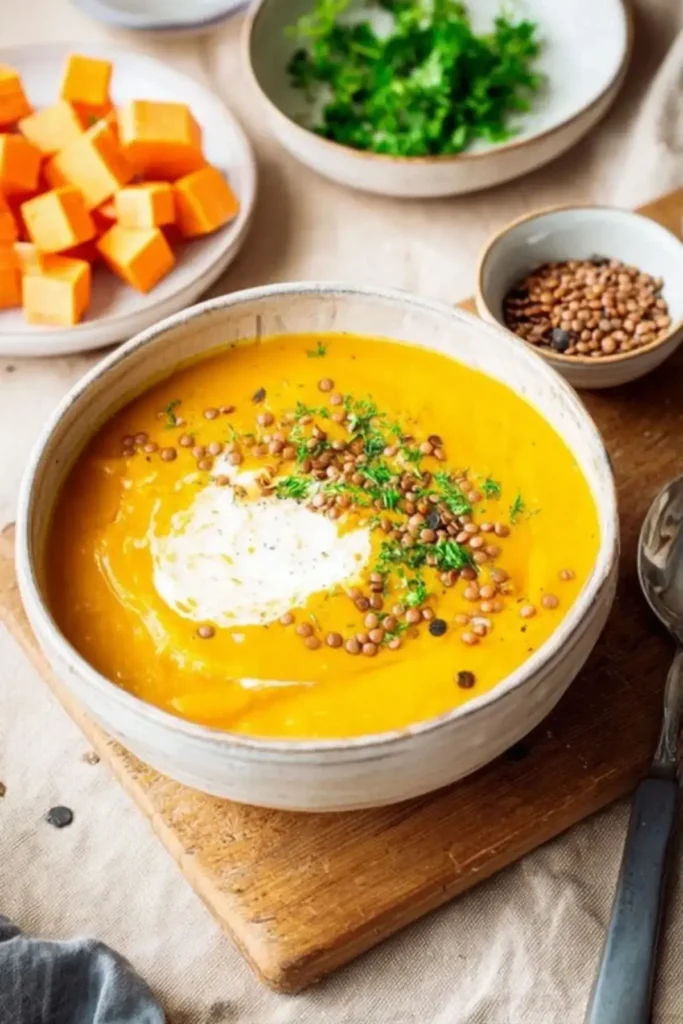 Süßkartoffel Linsen Suppe