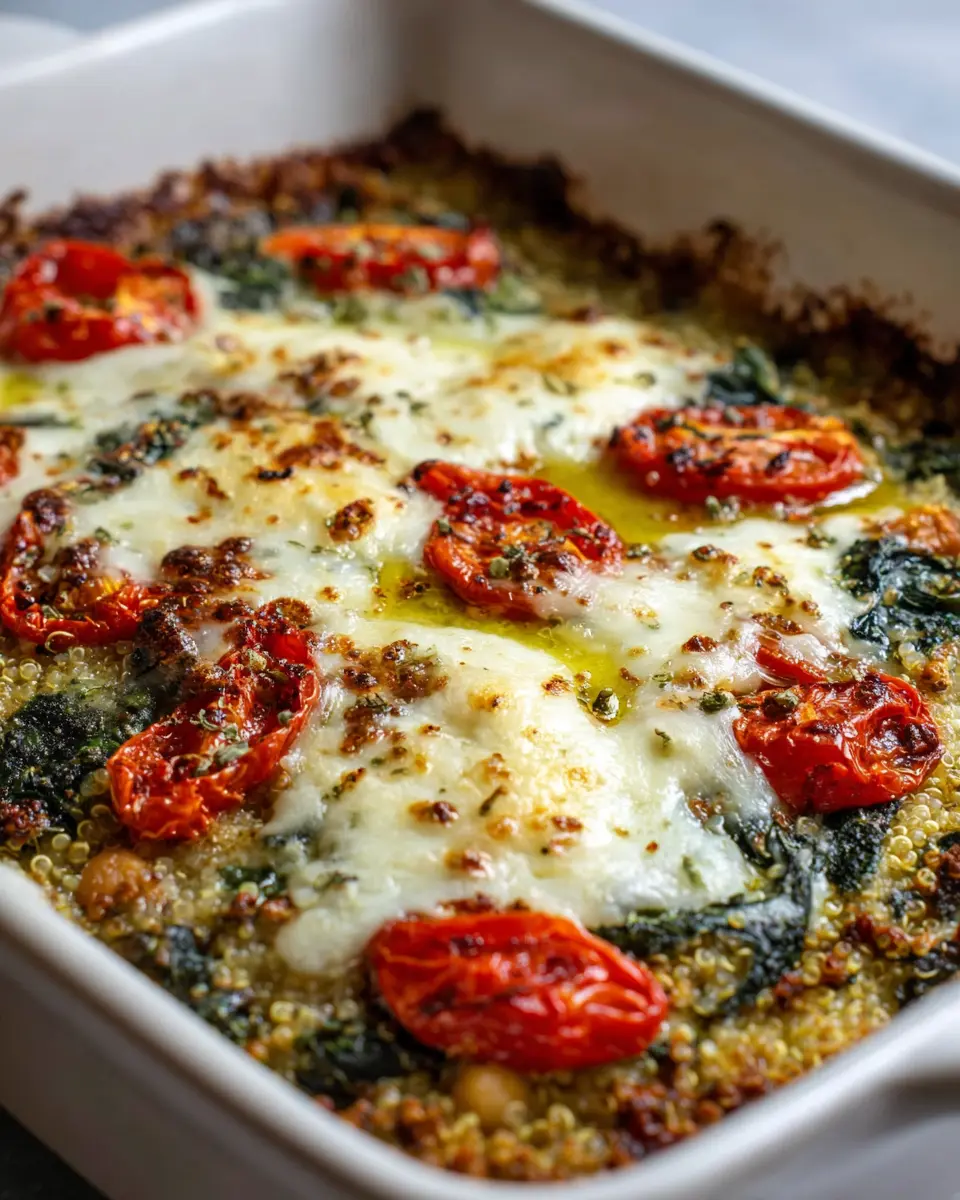 Tomato Quinoa Pesto Bake
