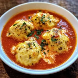Tomato Soup & Cheesy Herbed Dumplings