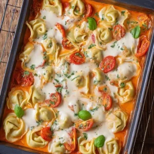 Tortellini Casserole with Tomatoes and Mozzarella