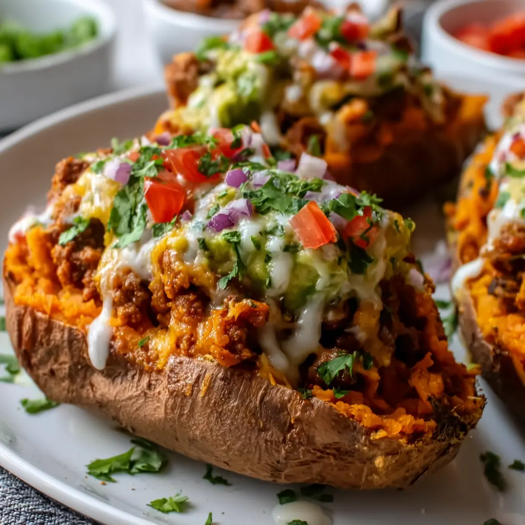Turkey Taco Stuffed Sweet Potatoes