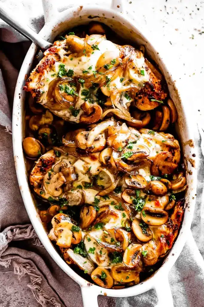baked chicken with mushrooms