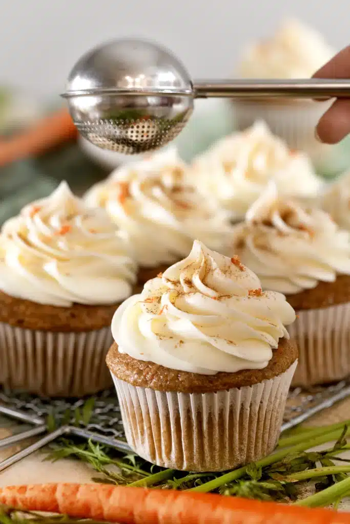 carrot cake cupcakes with cream cheese frosting