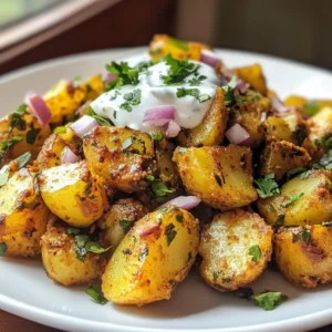 Spicy Chaat Masala Potatoes with Coriander Yoghurt
