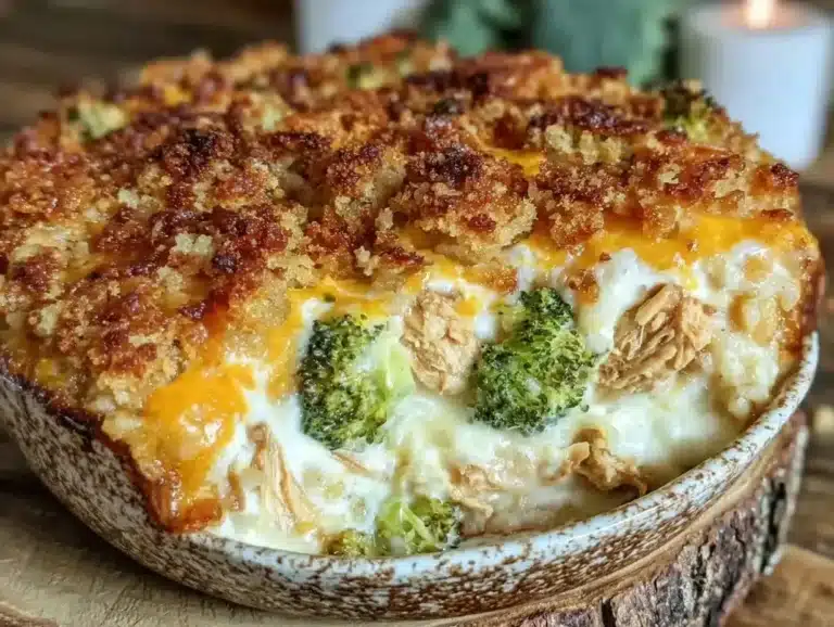 Comforting Cheesy Chicken Broccoli Rice Casserole Easy Recipe with Ritz Topping