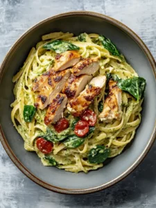 Creamy Chicken Pesto Pasta with Spinach