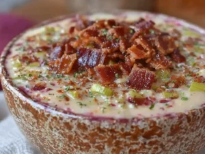 Creamy Potato Leek Soup with Crispy Pancetta