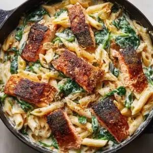 Creamy Salmon Spinach Pasta