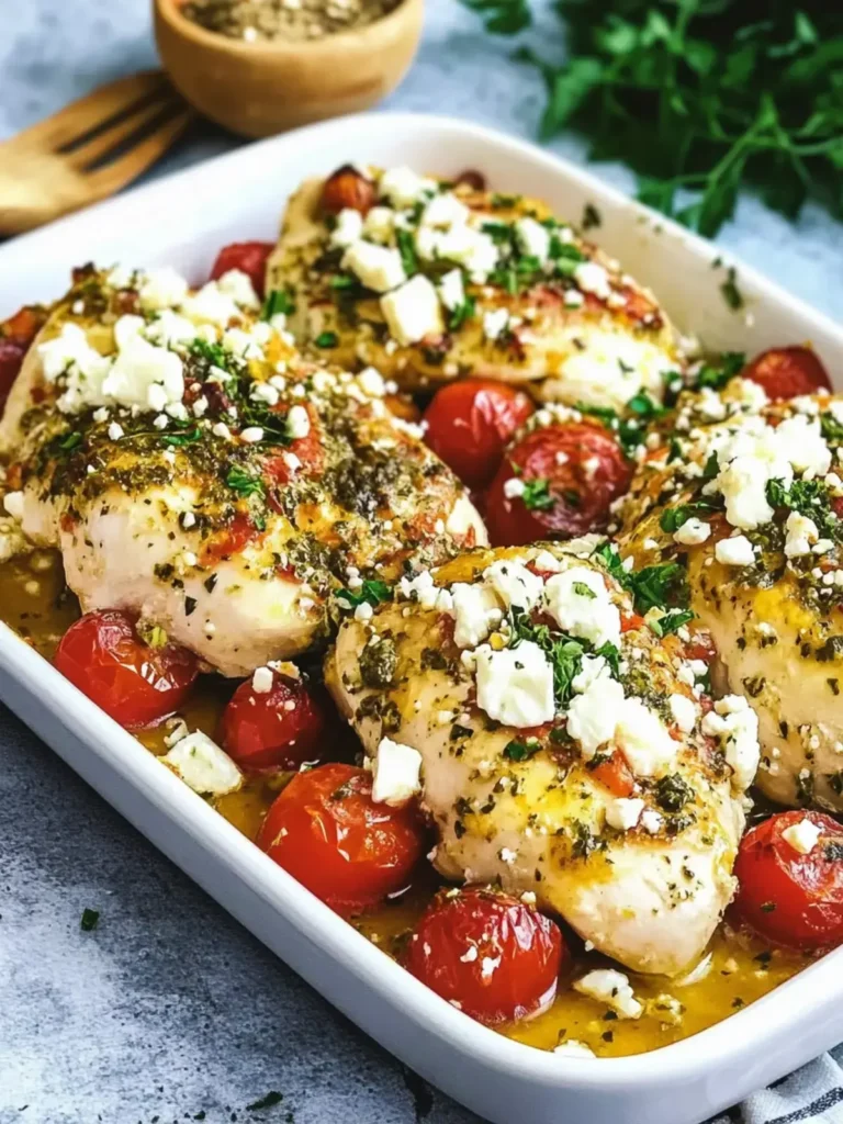 mediterranean chicken bake with tomatoes feta