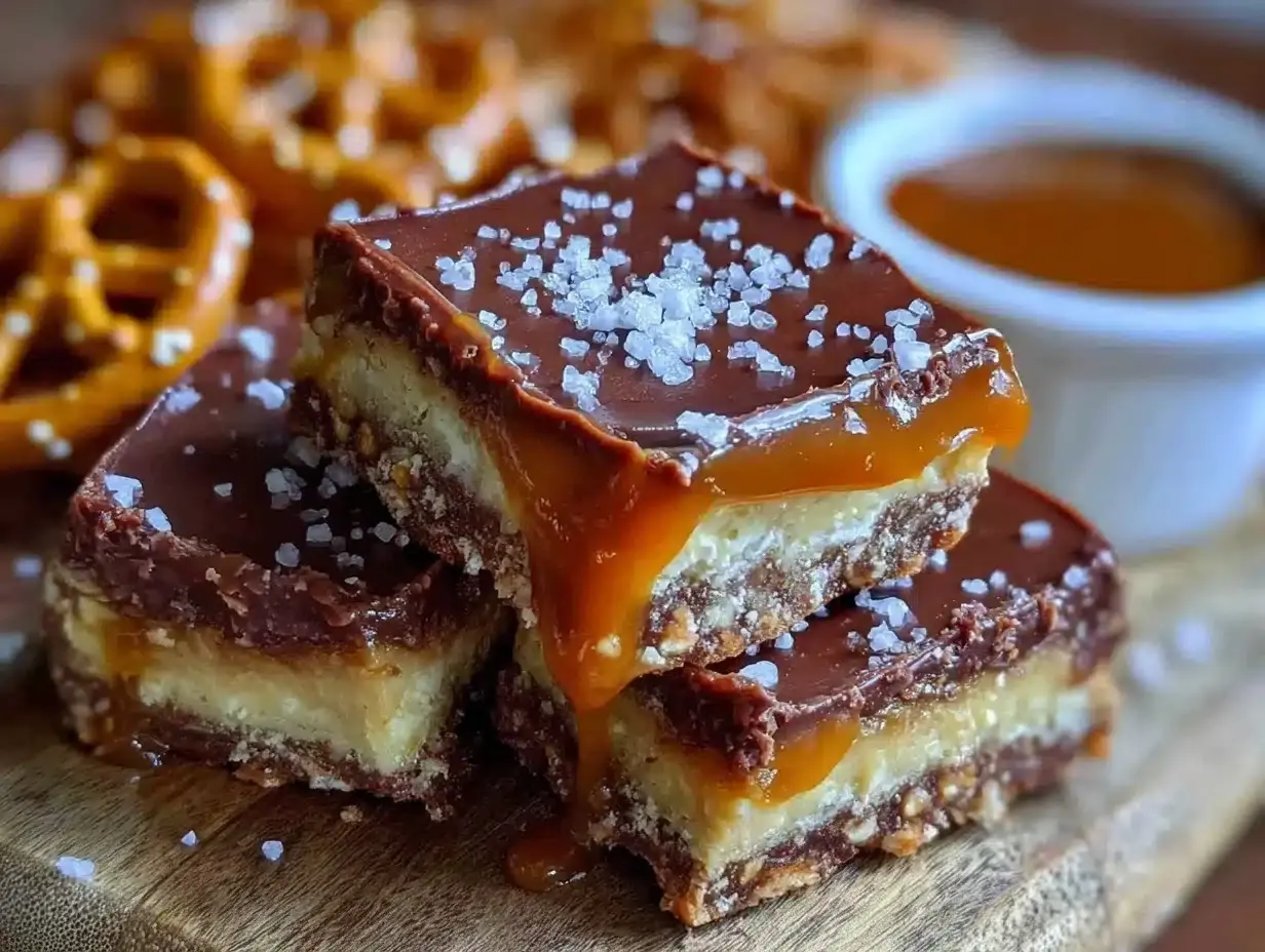 no bake chocolate peanut butter pretzel bars