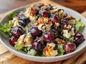 Roasted Grape and Gorgonzola Salad with Candied Walnuts