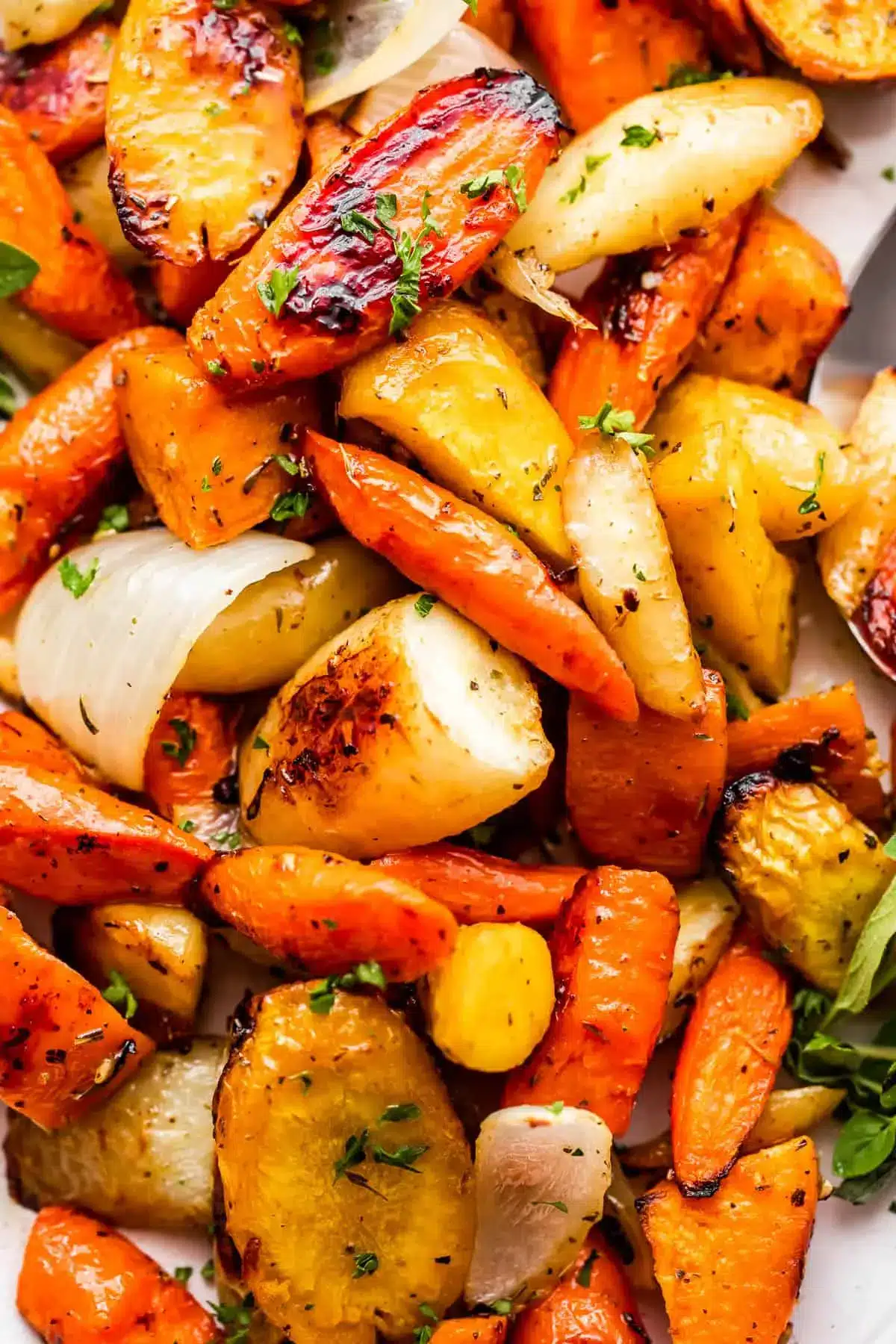 Roasted Sweet Potatoes, Parsnips & Carrots – Rustic Easy Root Veggies!
