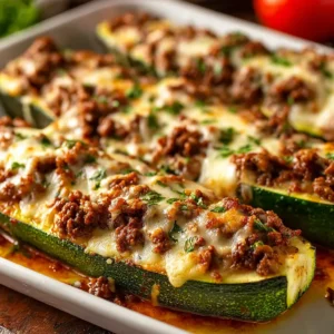 Stuffed Zucchini Boats with Ground Beef