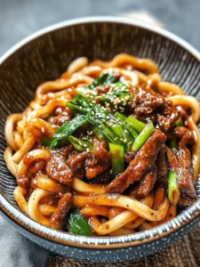 Savory Black Pepper Beef Udon Noodles