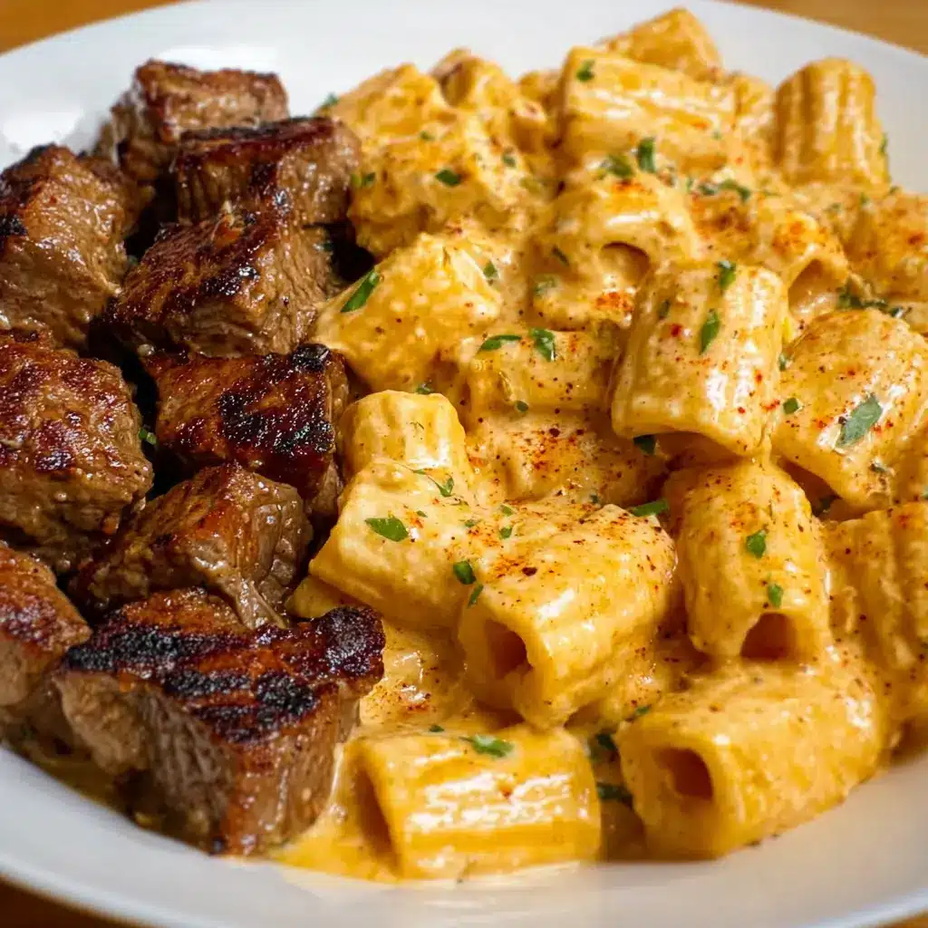 Cajun Steak Tips Cheesy Rigatoni