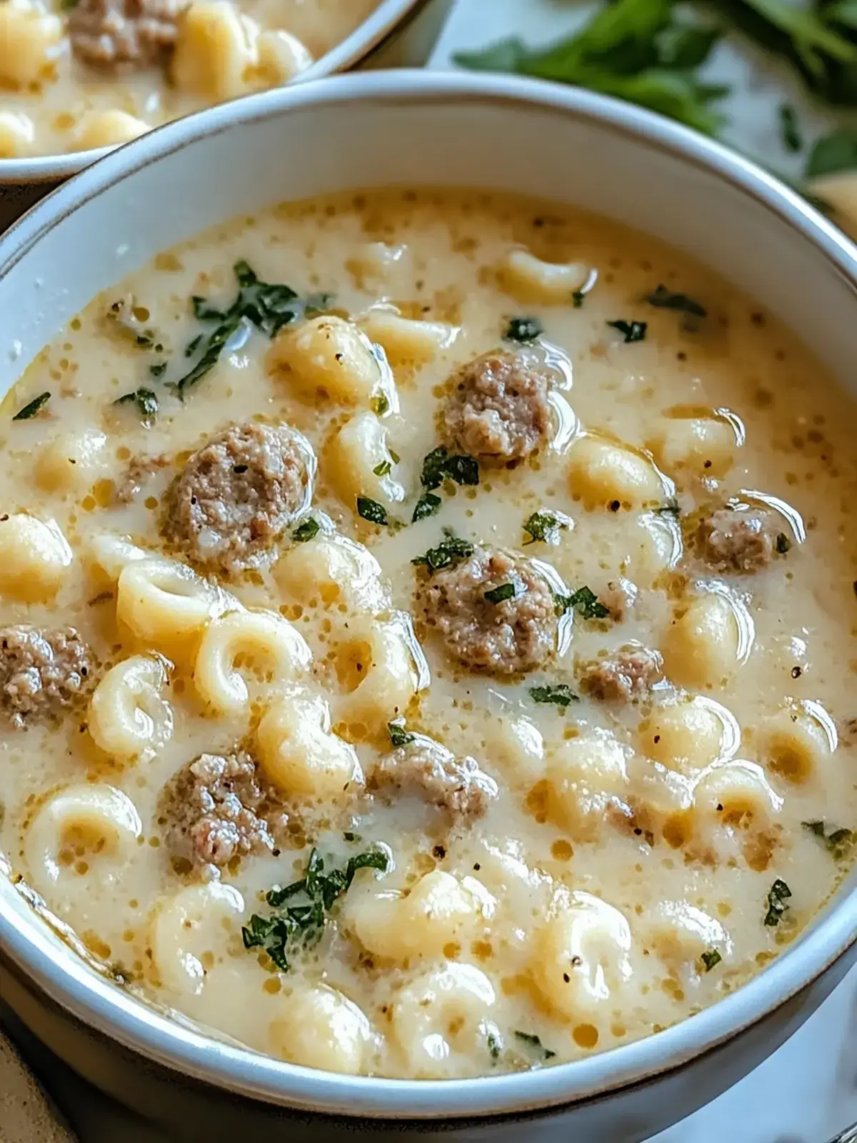 Creamy Parmesan Italian Sausage Ditalini Soup