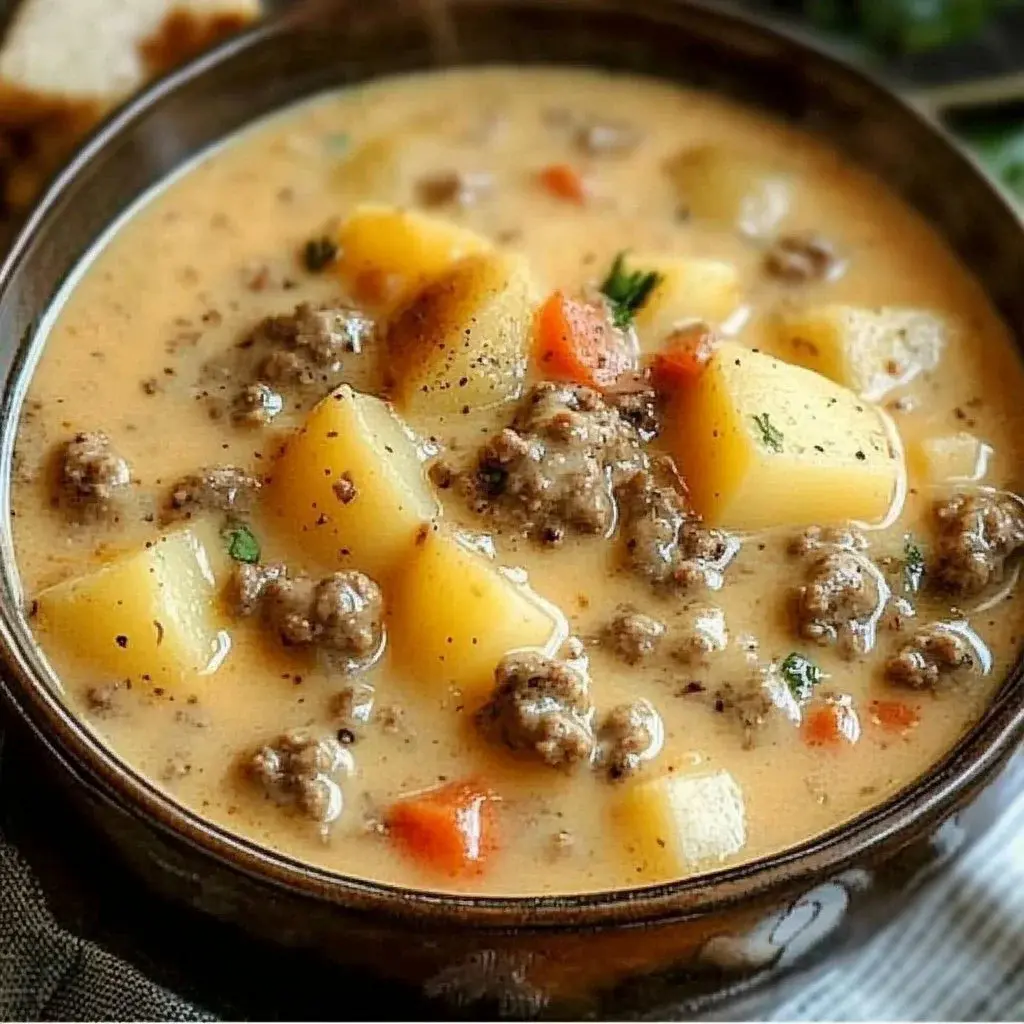 Crockpot Creamy Potato Hamburger Soup