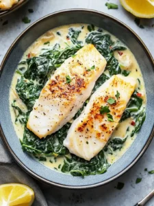 Delicious Fish Florentine with Creamy Spinach