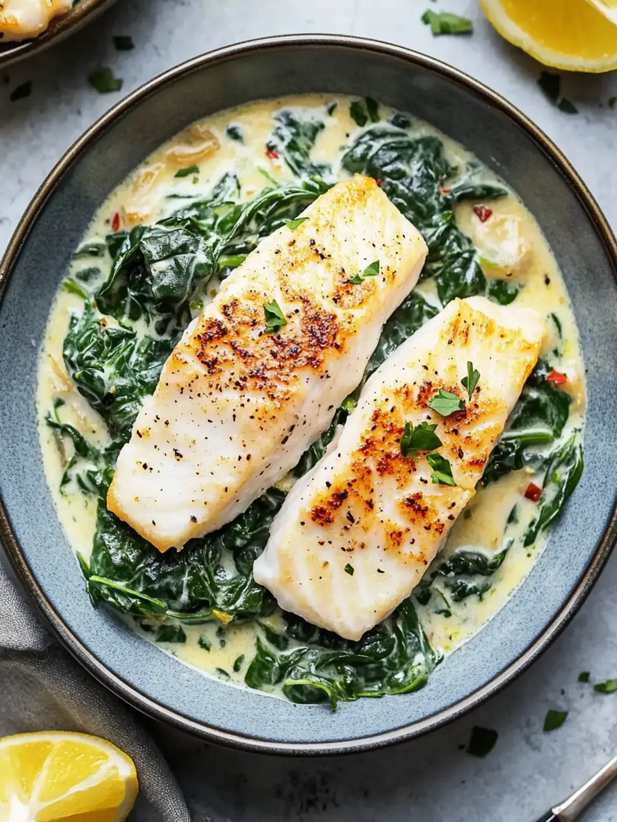 Delicious Fish Florentine with Creamy Spinach