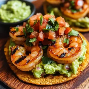 Grilled Shrimp Tostadas with Guacamole & Pico de Gallo