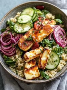 Sweet and Spicy Hot Honey Halloumi and Couscous Salad