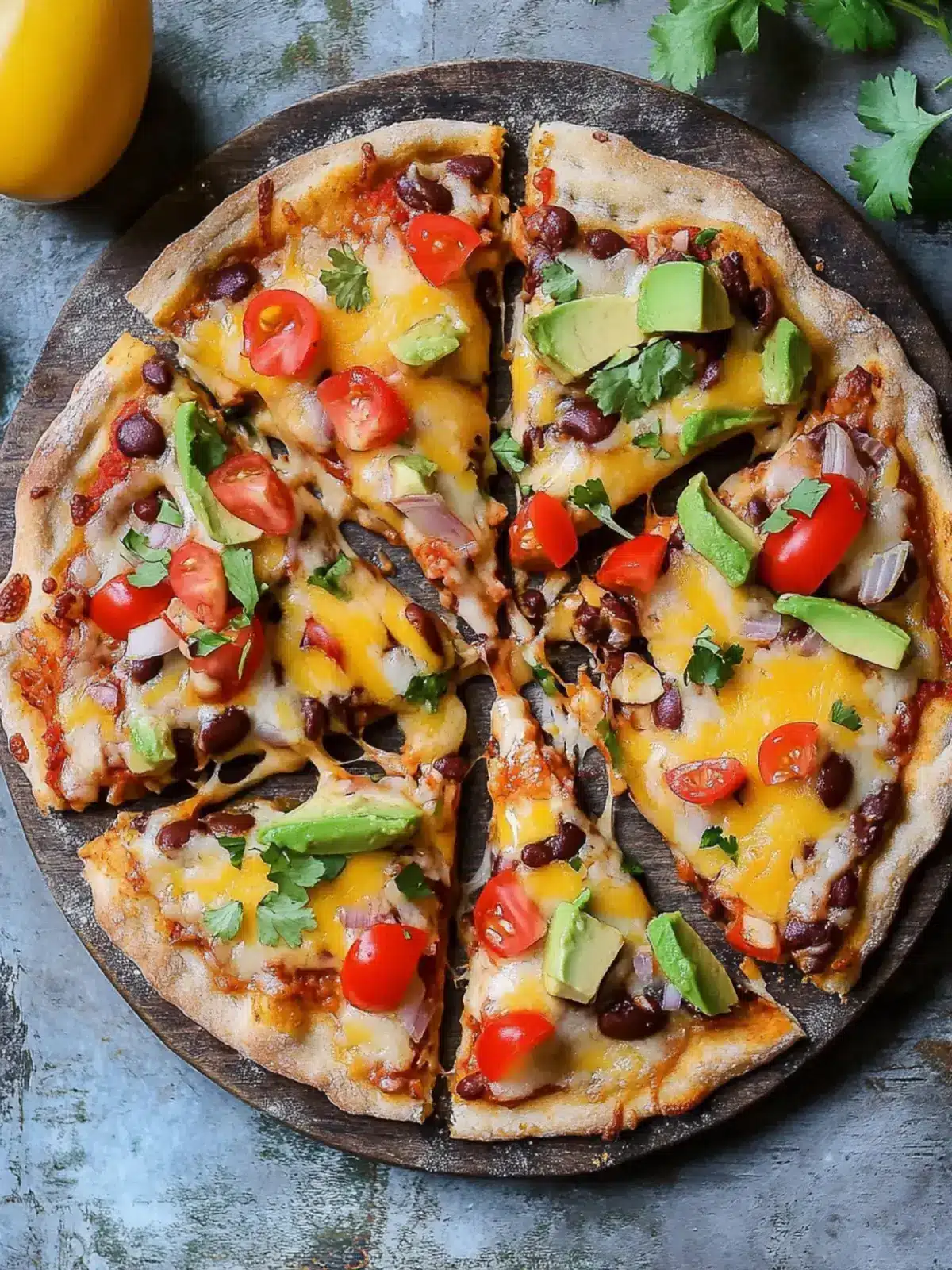 Mexican pizza with refried beans