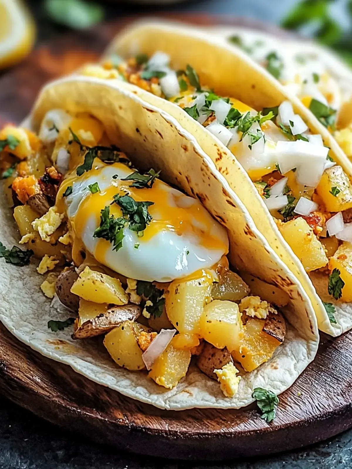 Potato Egg and Cheese Breakfast Tacos