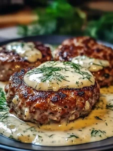 Savory Hamburger Steaks in Creamy Dill Sauce
