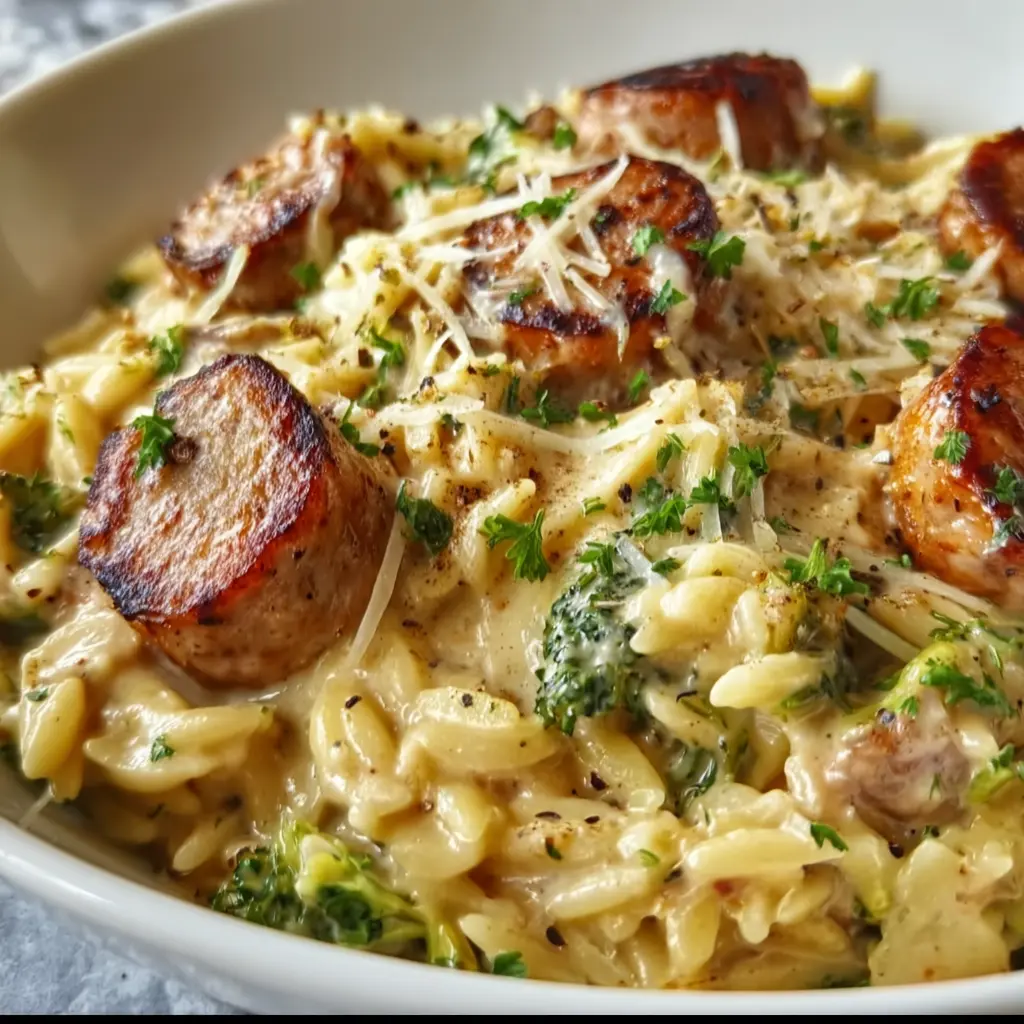 creamy chicken sausage orzo