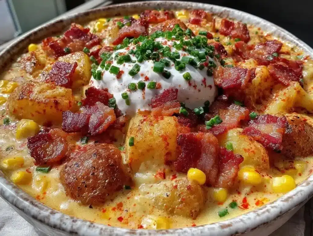 creamy corn chowder with smoked bacon