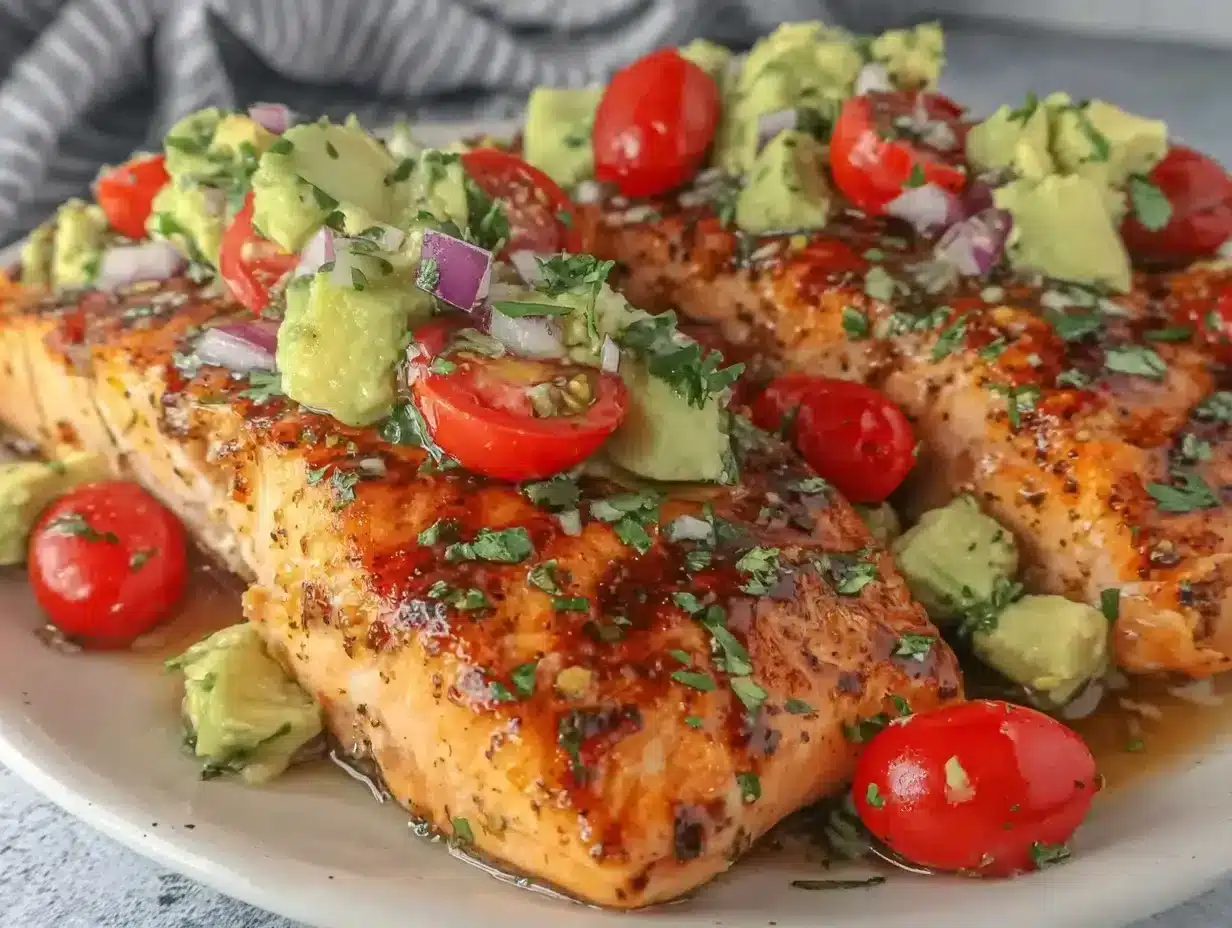 dairy-free baked salmon avocado salsa