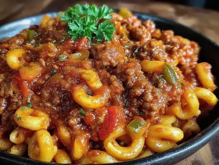 ground beef goulash with egg noodles