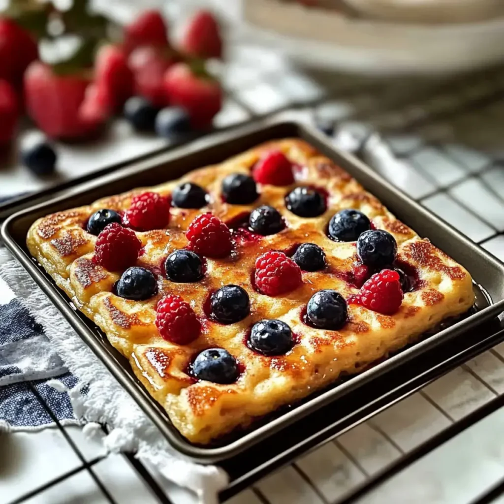 sheet pan pancakes with berries