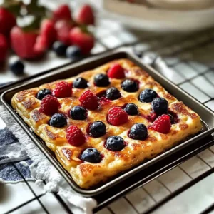 Fluffy Sheet Pan Pancakes with Berries