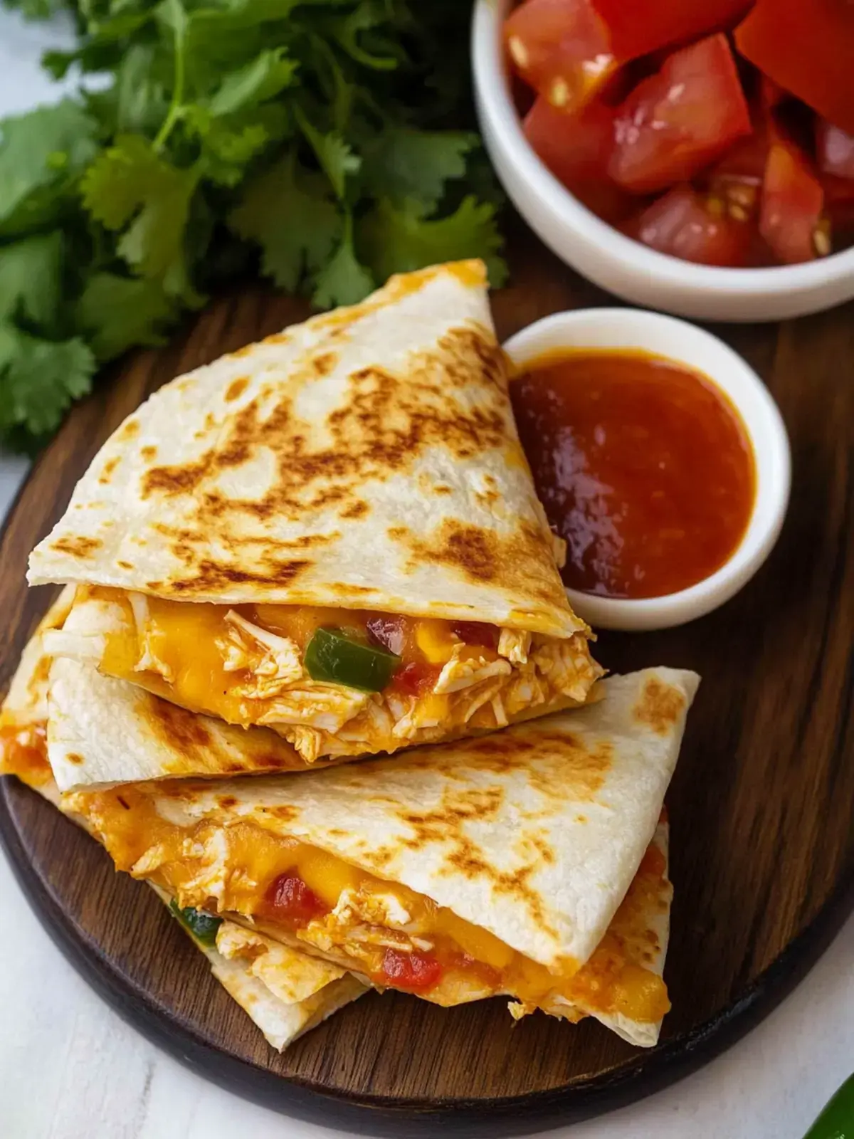 shredded chicken quesadillas