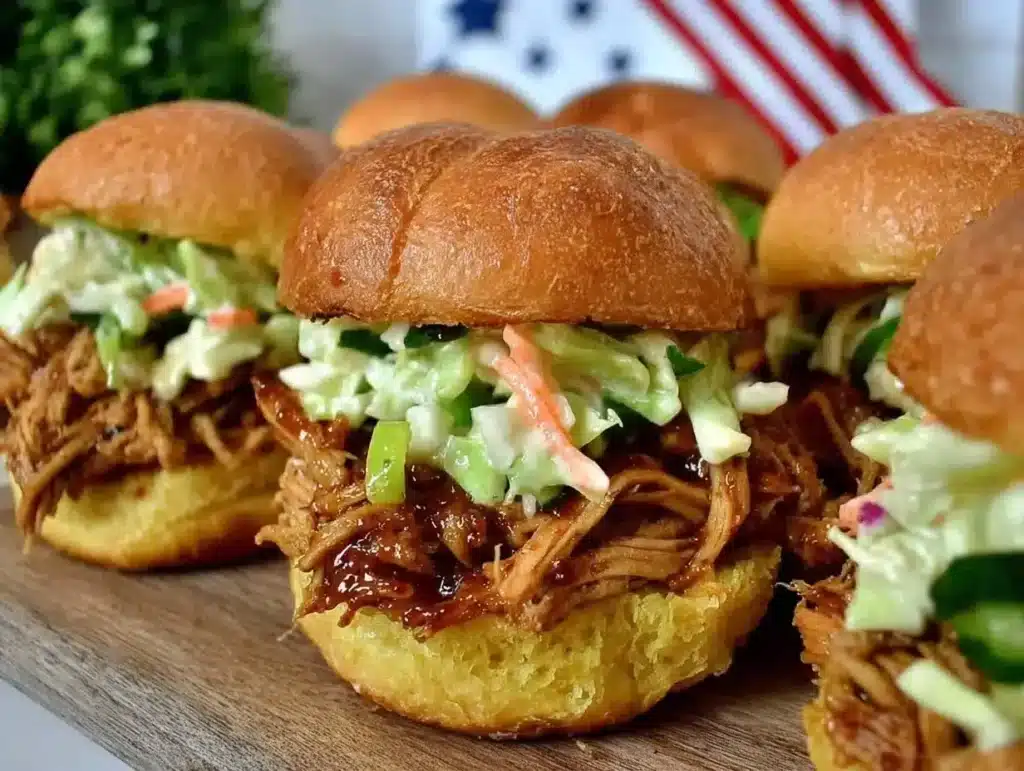 smoky BBQ pulled chicken sliders