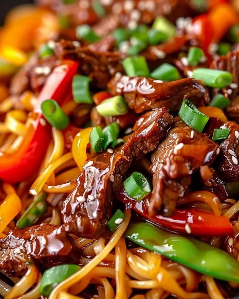 sticky beef noodles