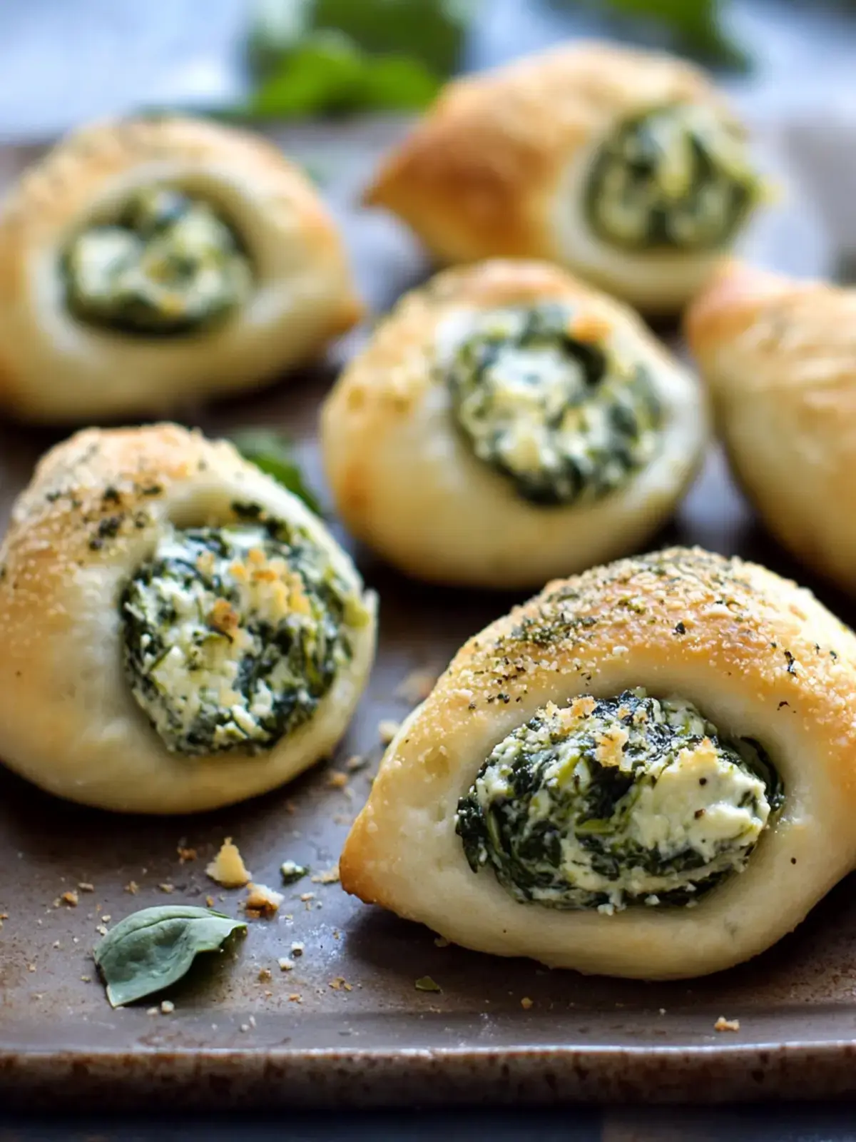 vegan spinach dip rolls